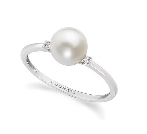 Comete Anello in Oro bianco 750‰, Diamanti e Perla coltivata