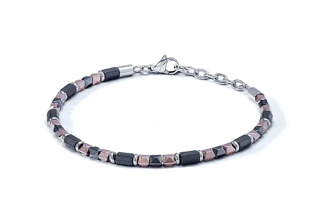 Comete Bracciale in Acciaio, Ematite nera e rosè