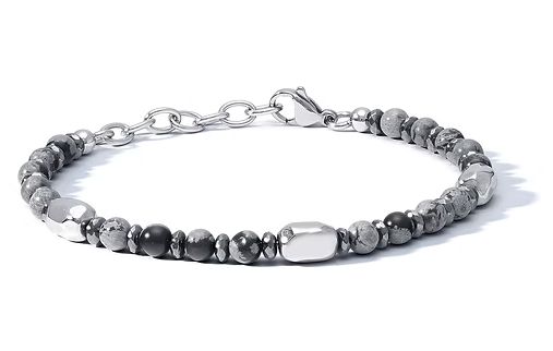 Comete Bracciale acciaio con Rodocrosite ed Ematite