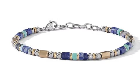 Comete Bracciale in Acciaio, pvd giallo, turchese e sodalite