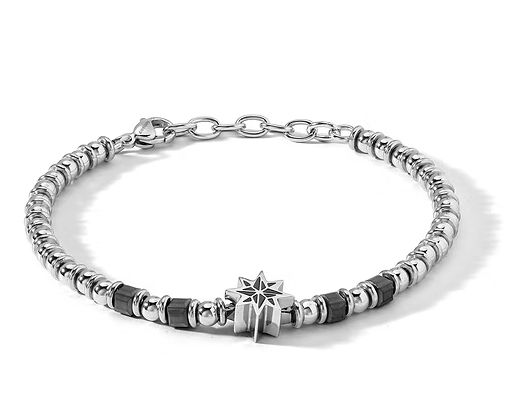 Comete Bracciale in Acciaio ed Ematite grigia