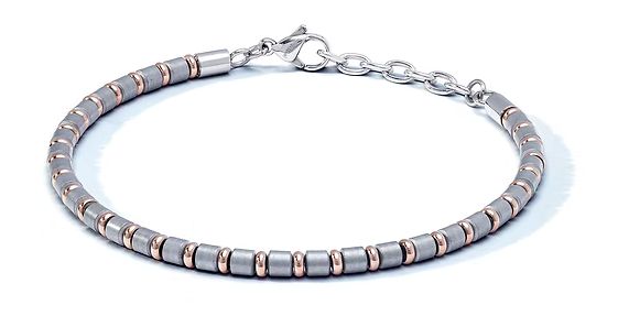 Comete Bracciale in Acciaio, pvd rosè e grigio con Ematite
