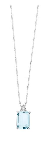 Comete Collana in Oro Diamanti e Acquamarina Ottagonale Comete Collana in Oro Diamanti e Acquamarina Ottagonale