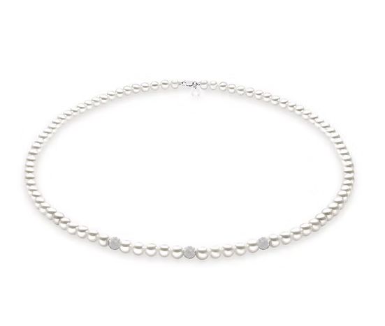 Comete Collana Filo Perle Acquadolce in Oro e sfere Diamantate Comete Collana Filo Perle Acquadolce in Oro e sfere Diamantate