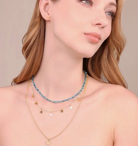 Bronzallure Collana Multifilo con Ciondoli Stella e Pietre Naturali