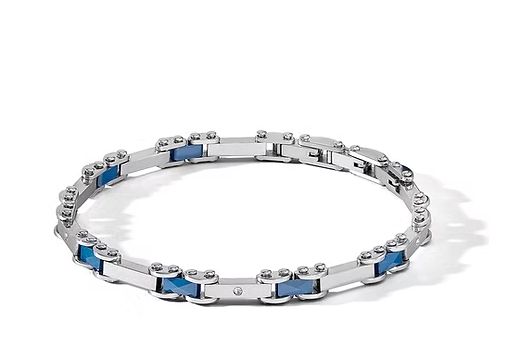 Comete Bracciale in Acciaio, Ceramica blu e Zirconi bianchi Comete Bracciale in Acciaio, Ceramica blu e Zirconi bianchi