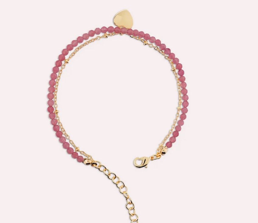 Bronzallure Bracciale Multifilo con Ciondolo Cuore e Pietre Naturali