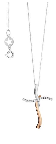 Comete Collana croce bicolore in Oro e Diamanti Comete Collana croce bicolore in Oro e Diamanti