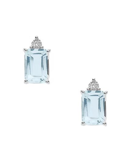 Comete Orecchini in Oro Diamanti e Acquamarina Ottagonale Comete Orecchini in Oro Diamanti e Acquamarina Ottagonale