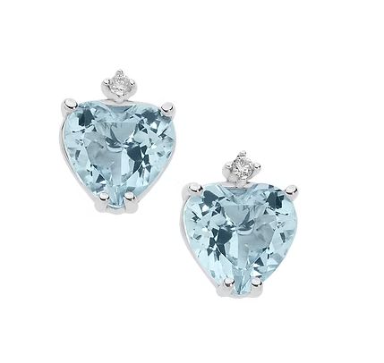 Comete Orecchini in Oro Diamanti e Acquamarina Cuore Comete Orecchini in Oro Diamanti e Acquamarina Cuore