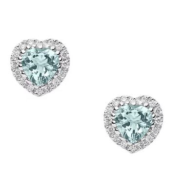 Comete Orecchini in Oro Diamanti e Acquamarina Cuore Comete Orecchini in Oro Diamanti e Acquamarina Cuore