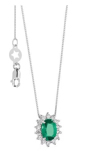 Comete Regina Girocollo in Oro Diamanti e Smeraldo ovale Comete Regina Girocollo in Oro Diamanti e Smeraldo ovale