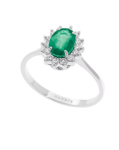 Comete Regina Anello in Oro Diamanti e Smeraldo ovale Comete Regina Anello in Oro Diamanti e Smeraldo ovale