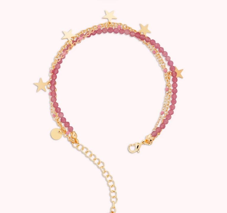 Bronazllure Bracciale Multifilo con Ciondoli Stelle e Pietre Naturali