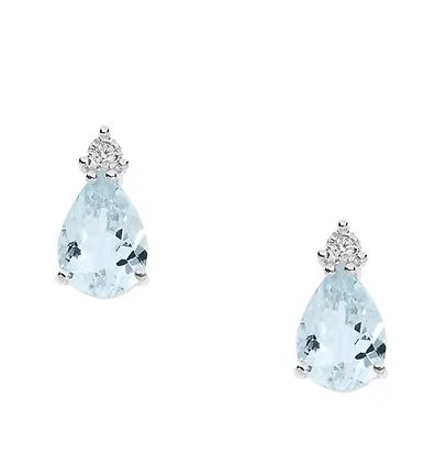 Comete Orecchini in Oro Diamanti e Acquamarina Goccia Comete Orecchini in Oro Diamanti e Acquamarina Goccia