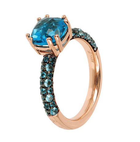 Bronzallure Anello Solitario con Prisma Quadrata e Pavé, SOLITARIO: Blue N.16