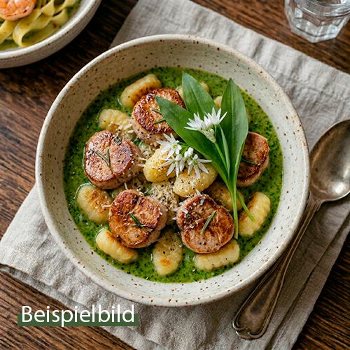 Schweinsmedaillons mit Gnocchi in Bärlauchsoße
