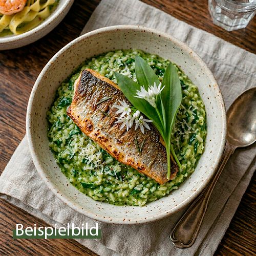 Wolfsbarschfilet auf Bärlauchrisotto