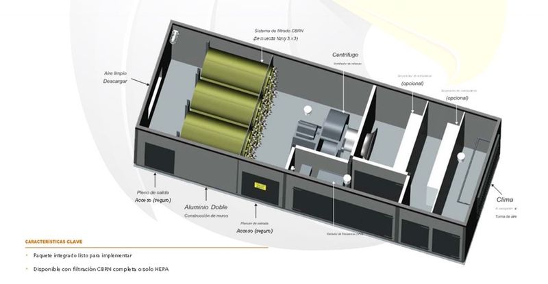 EQUIPO FILTRACIÓN DE AIRE CBRN –NRBQ COLECTIVO LINEA TALON® GRAN VOLUMEN 50.000mt3h. (DENTRO DE UN CONTENEDOR MARITIMO DE 40 PIES) EQUIPO FILTRACIÓN DE AIRE CBRN –NRBQ COLECTIVO LINEA TALON® GRAN VOLUMEN 50.000mt3h. (DENTRO DE UN CONTENEDOR MARITIMO DE 40 PIES)