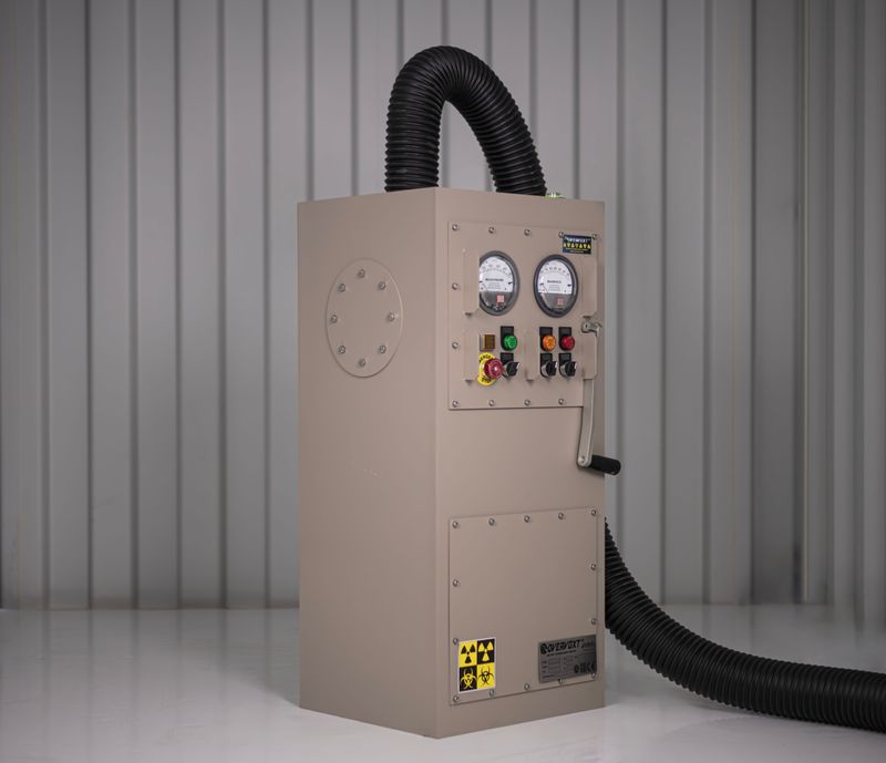 SISTEMA DE FILTRACION AIRE NBC NBQ CBRN COLECTIVO TRANSPORTABLE  (INCLUYE FILTRO NBC CARBON ACTIVO GRADO MILITAR Y  HEPA DE 60KG) 240m3h USC® line