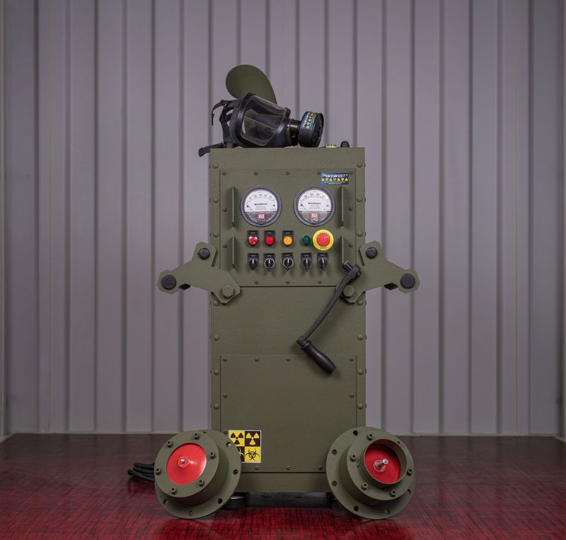 SISTEMA DE FILTRACION AIRE NBC NBQ CBRN COLECTIVO TRANSPORTABLE  (INCLUYE FILTRO NBC CARBON ACTIVO GRADO MILITAR Y  HEPA DE 60KG) 350m3h MIL® line CON SYSTEMA DETECCION AUTOMATICO INTELIGENTE NBC