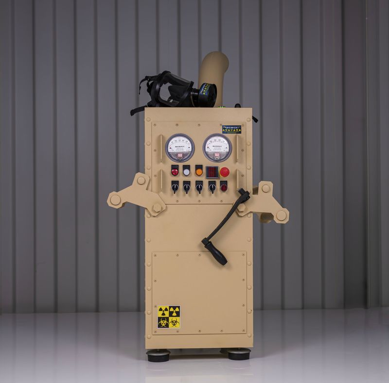 SISTEMA DE FILTRACION AIRE NBC NBQ CBRN COLECTIVO TRANSPORTABLE  (INCLUYE FILTRO NBC CARBON ACTIVO GRADO MILITAR Y  HEPA DE 60KG) 350m3h MIL® line DESERT color