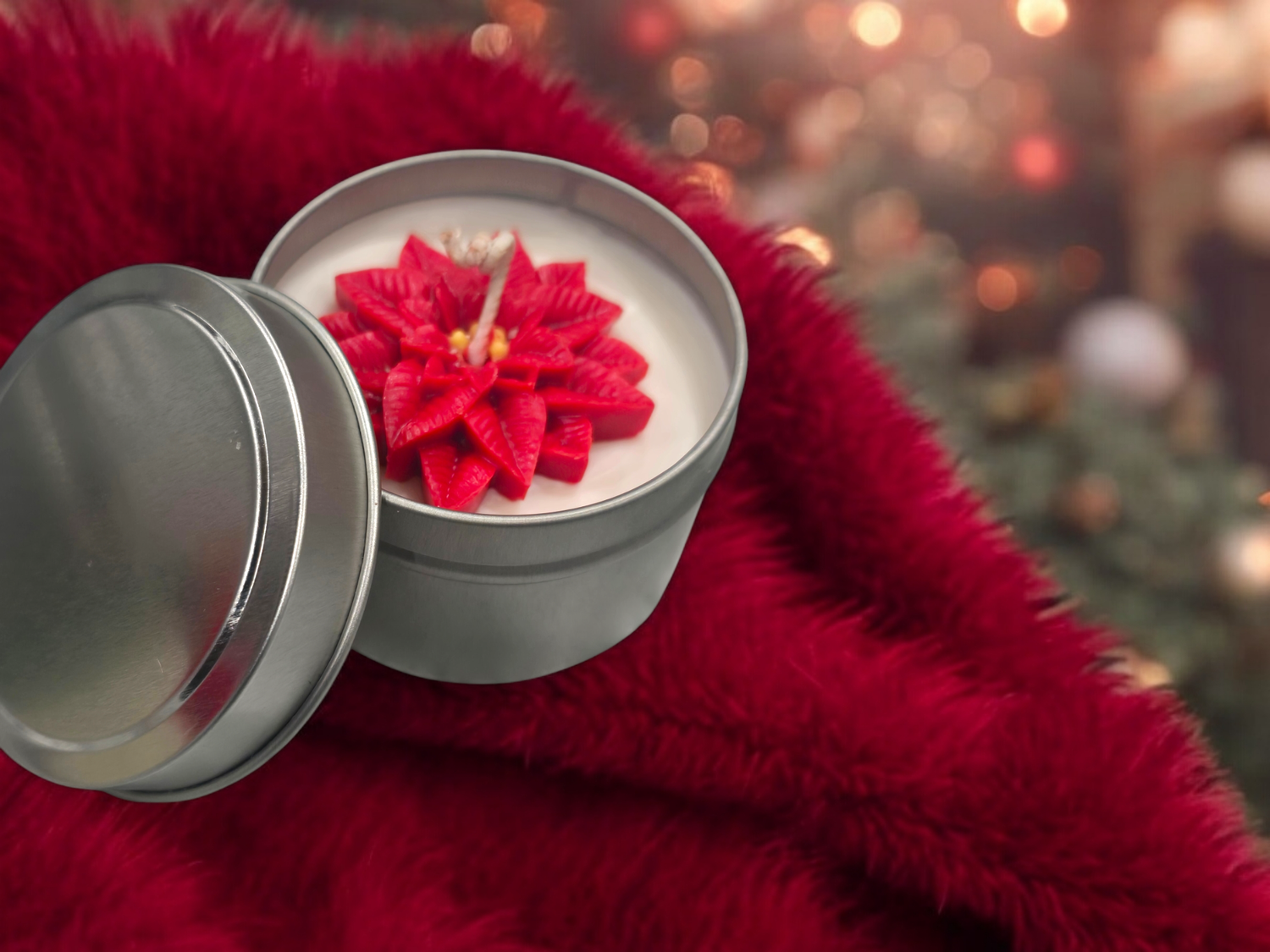 Frosted Poinsettia Soy Blend Candle