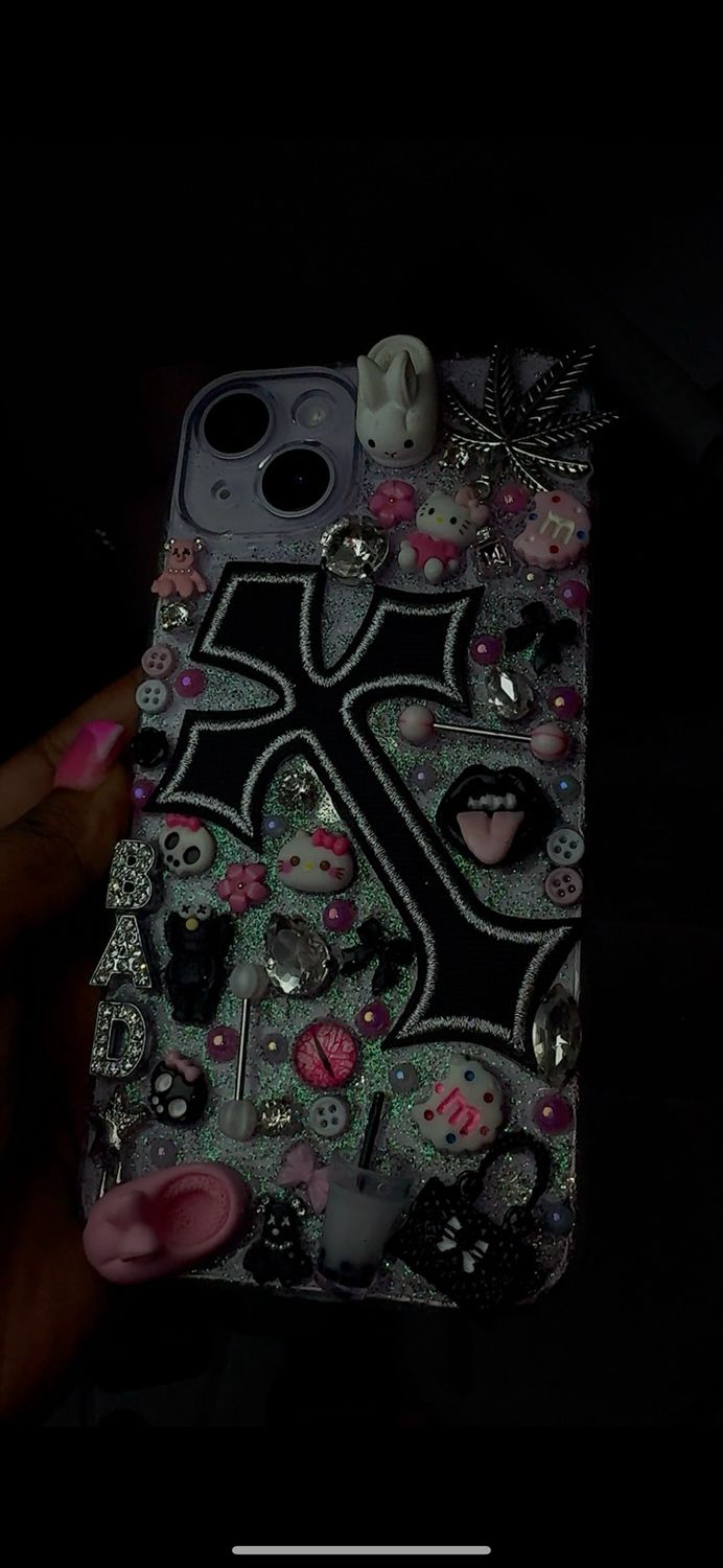 Chrome Heart Junk Phone Case, Select a case:: Black Chrome Heart- iPhone 15 Plus