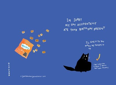 Sos the cat ate your birthday present Greetings card
