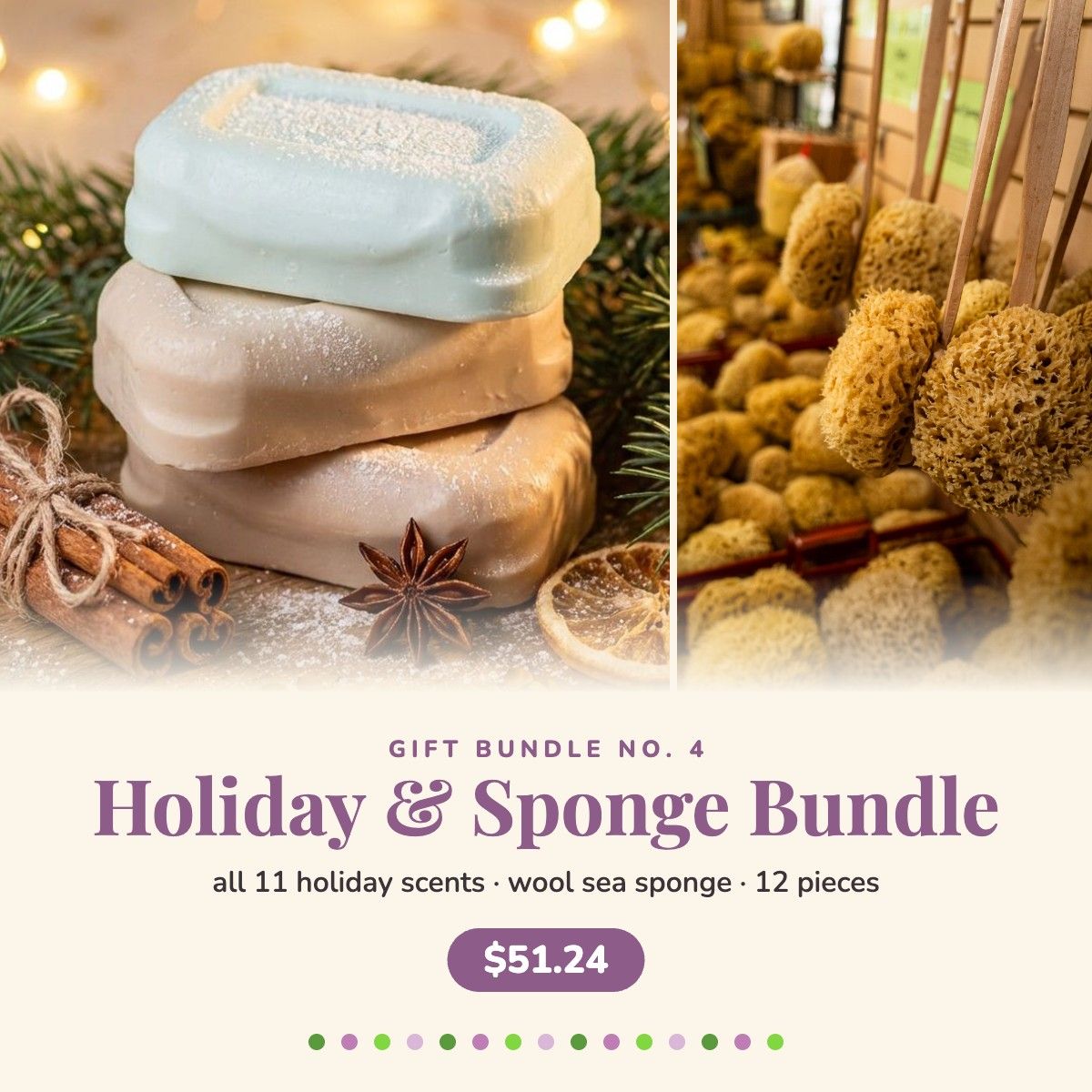 Holiday & Sponge Bundle — All 11 Holiday Bars + Wool Sea Sponge Holiday & Sponge Bundle — All 11 Holiday Bars + Wool Sea Sponge