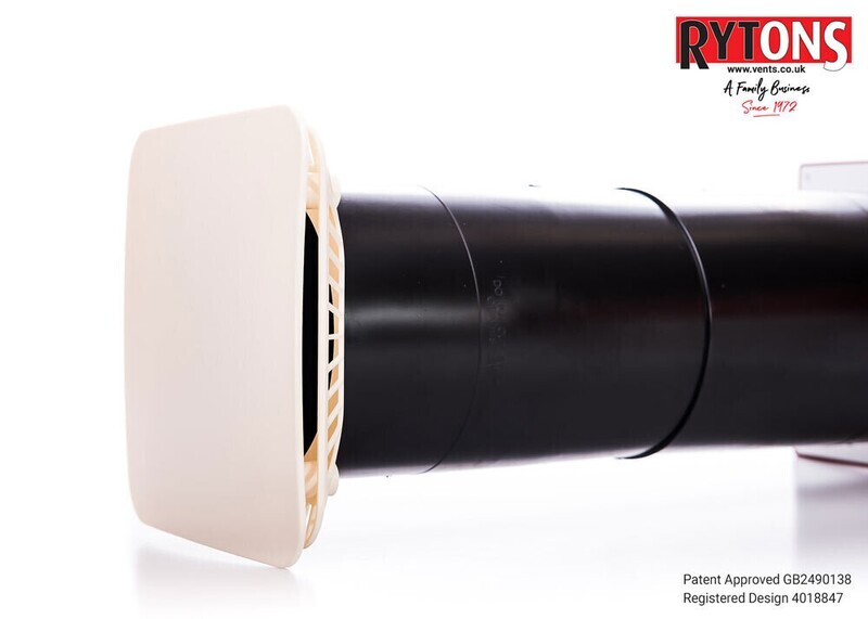 Rytons AC10LPWH Baffled & Permanently Open Wall Vent suitable for combustion appliances.  The equivalent area of this vent is 10,400mm²