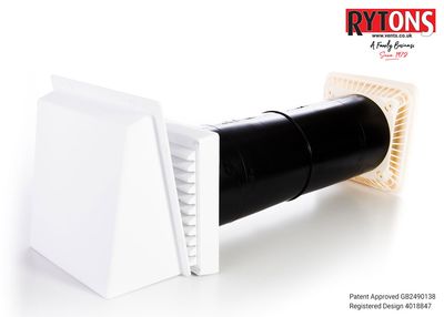 Rytons AC10LPWCWL  Cowled, Baffled & Permanently Open Wall Vent suitable for combustion appliances.  The equivalent area of this vent is 11,100mm²
