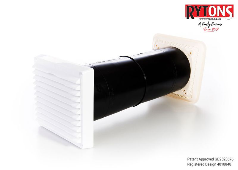 Rytons AAC125HPWH Super Acoustic Controllable Wall Vent. The equivalent area of this vent is 8,500mm².