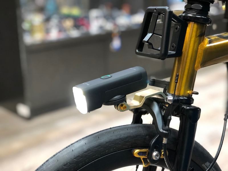 Easy Mount Cateye or Generic Headlight / GoPro Camera  adapter bracket on Brompton brake caliper fixture (TRIGO)