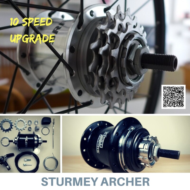 Brompton Internal Gear Hub SRF-5(N) 5 X 2 (or more) Sprockets / 10 speed 28 holes kit (Sturmey Archer) cog set options