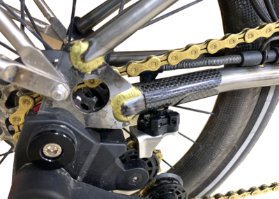 Brompton Rear Triangle Carbon Fiber Frame Guard Protector from Axle Hook or Chain Scratches (MiniMODs)