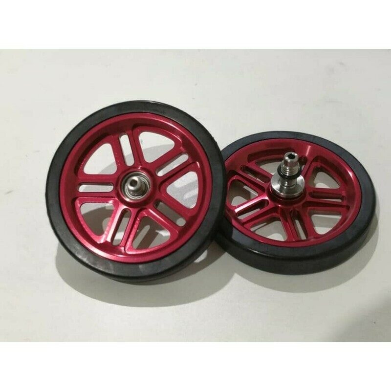 Pair 10 Spokes Pattern Aluminum CNC Machined EZwheels Easy Wheels with Bearings for Brompton (Multi-S)