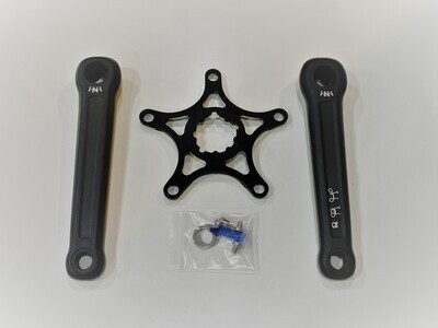 Cranks Set for Brompton Stock Bottom Bracket Chainring BCD130 Spider (H&amp;H) 170mm, Crankset Colour: Matte Black