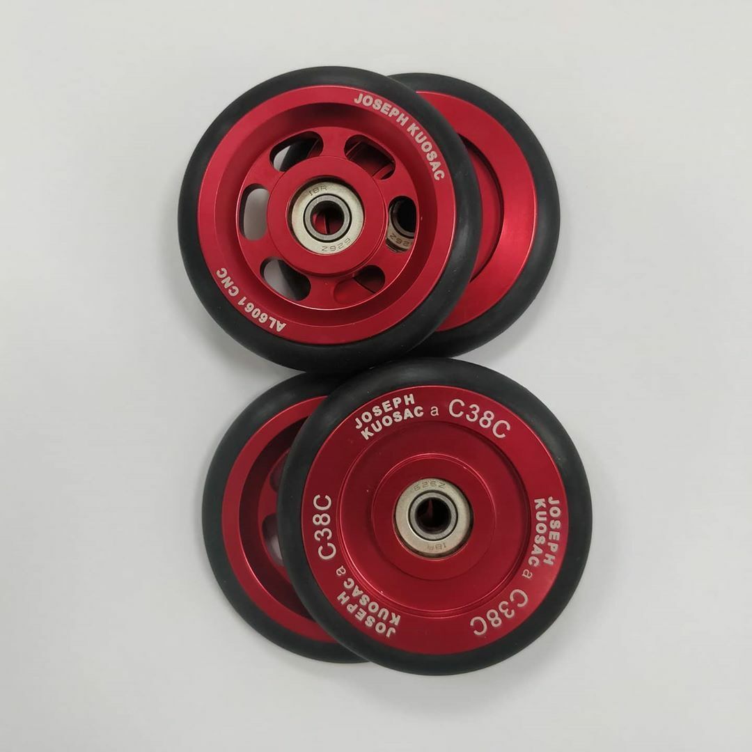 Brompton Birdy Aluminum CNC Machined Bearing Ezwheels One Pair 
*Red only* (Joseph Kuosac), Model: C38C