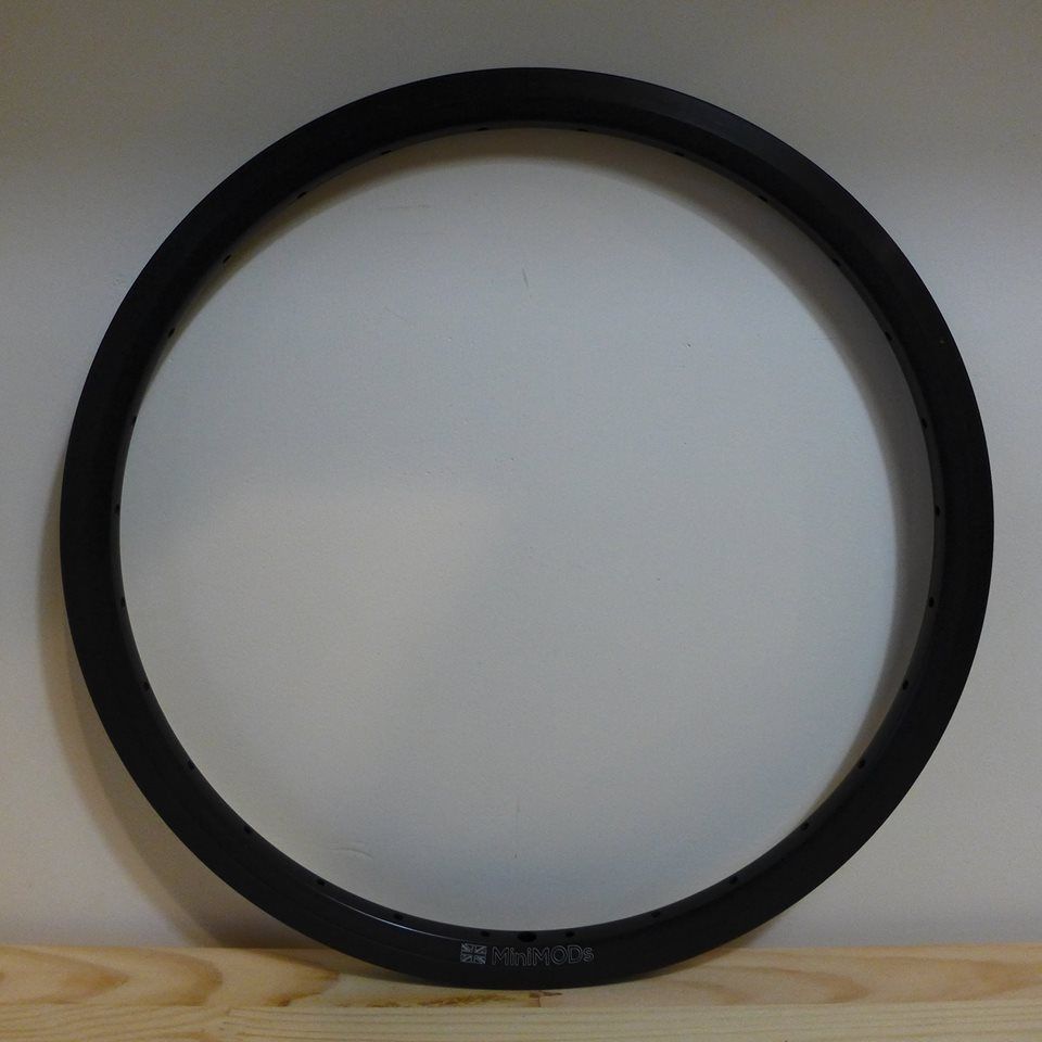 Brompton Super Lightweight Rim 349 Aluminum Full Color Double Walled (MiniMODs), Color: Glossy Black