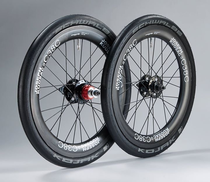 Brompton Racing Carbon Fiber Wheelset gC38C 349 WheelSet w SwissStop brake pads  (Joseph Kuosac)