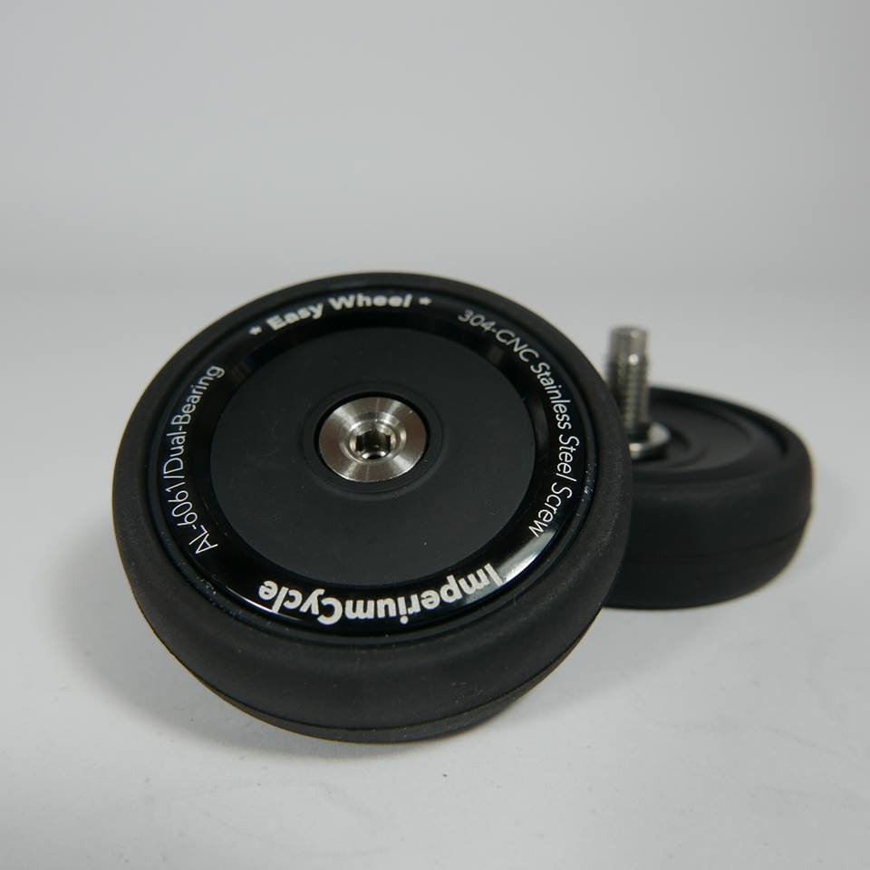 One Pair O.D. 45.6mm Stock Size Rubber Tyre CNC 6061 Bearing EZwheels, Colour: Black