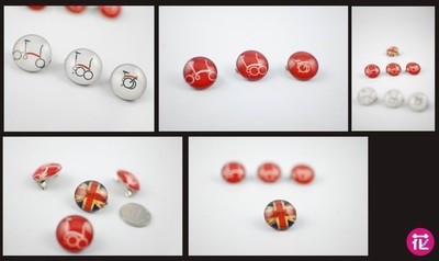 Glassy Surface Brooch with design pattern (Flower studio)