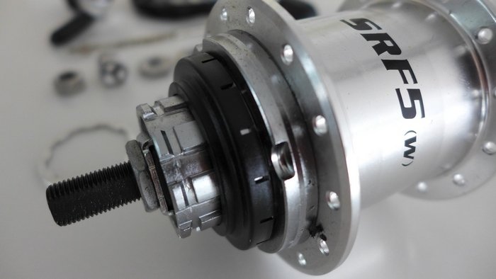 Brompton Internal Gear Hub SRF-5(N) 5 X 2 (or more) Sprockets / 10 speed 28 holes kit (Sturmey Archer) cog set options, Hub Colour: Silver
