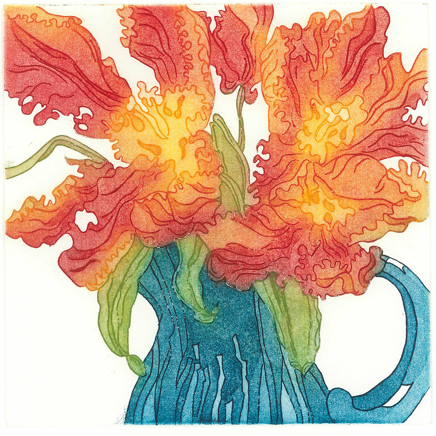 Tulips Etching Print