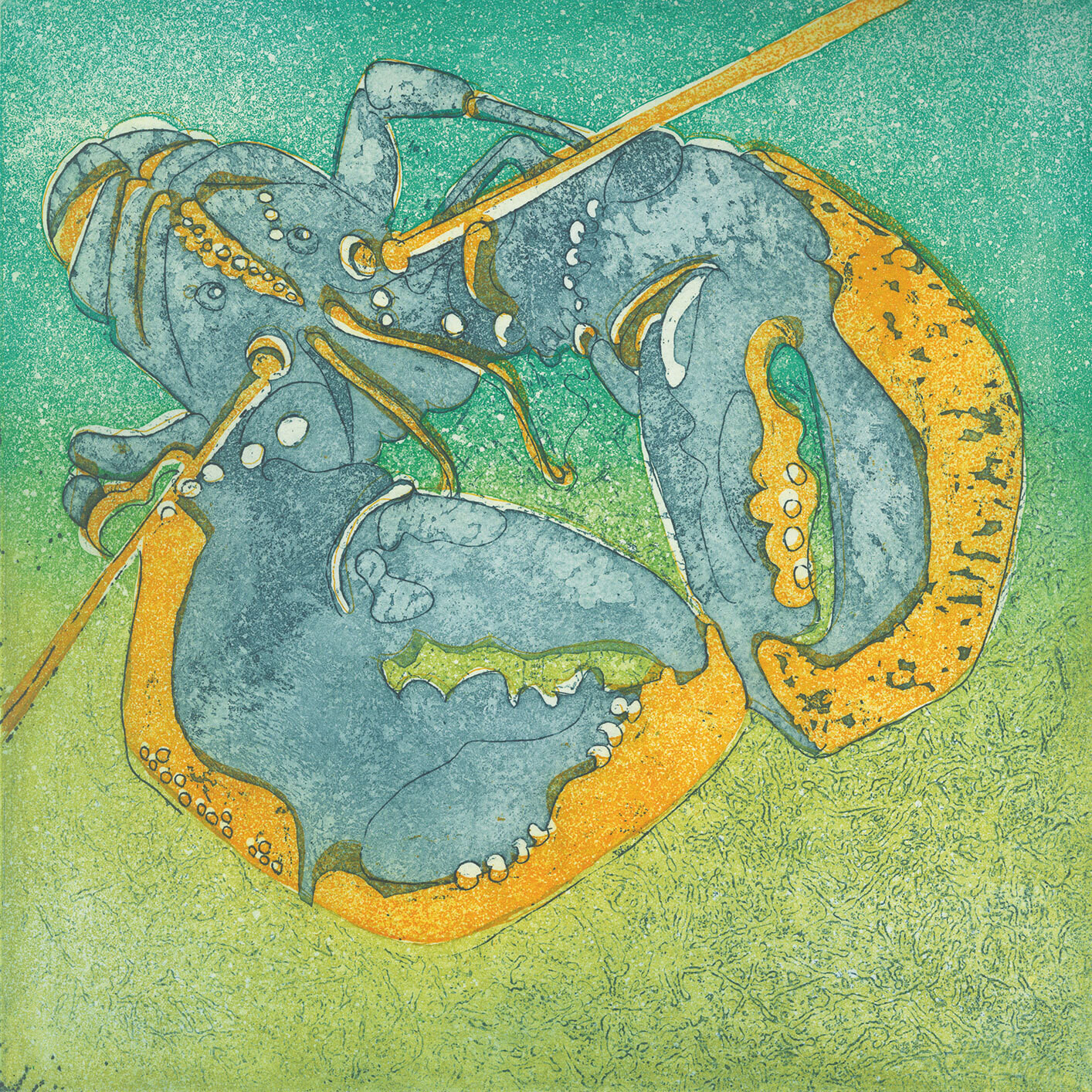 Blue Lobster Etching Print