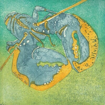 Blue Lobster - Handmade Greetings Card