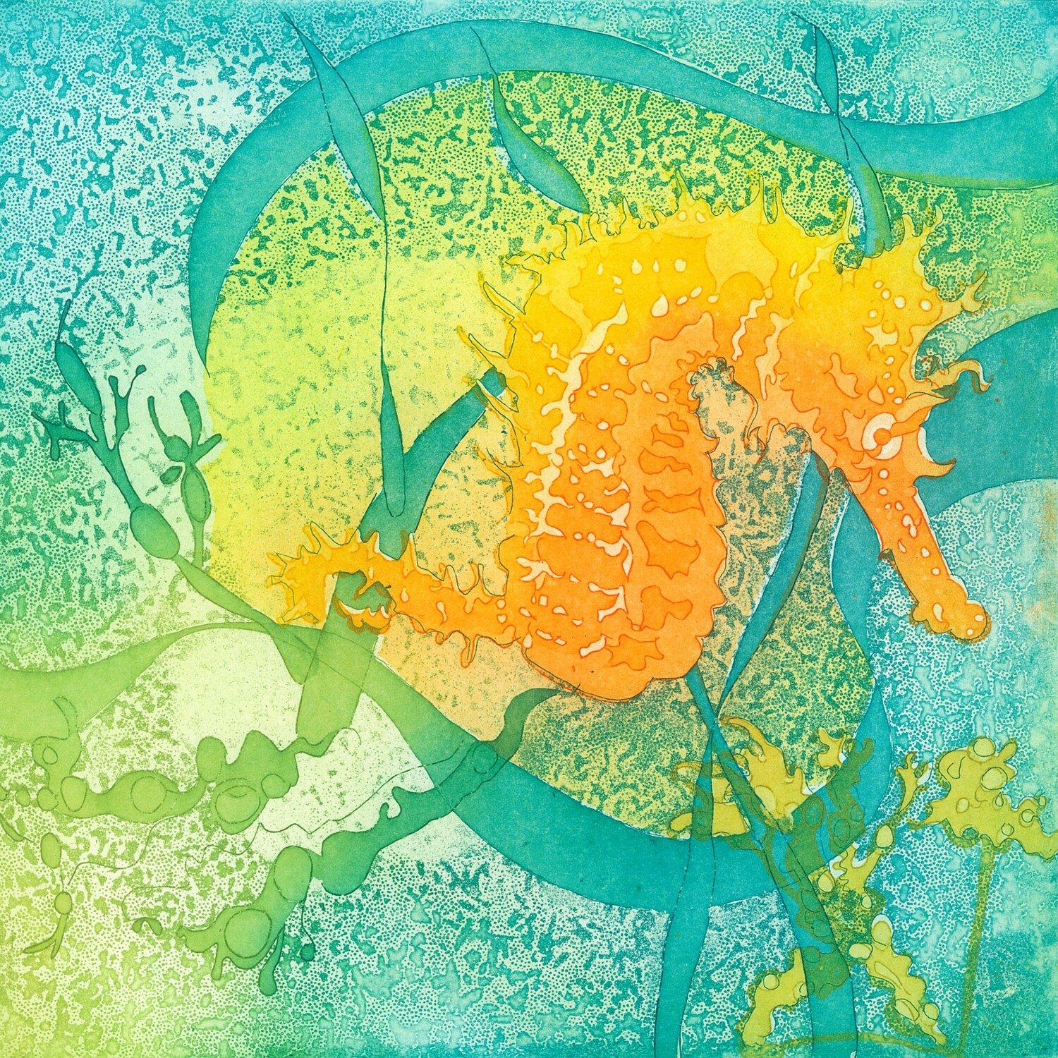 Seahorse Etching Print