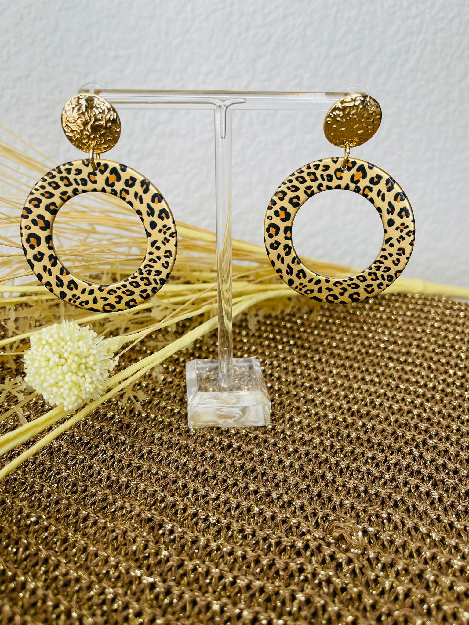 Ohrringe "Stella" Gold mit Leopardenmuster