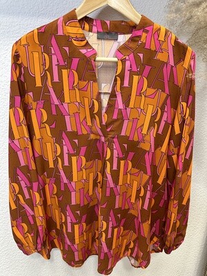 Viscose Bluse mit Buchstaben Print in Orange